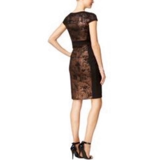 Jax Missy Sheath Dress in Metallic Black & Rose Gold NWT - Picture 2 of 8